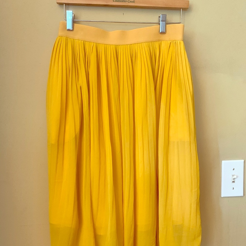 Yellow Ruched Midi Skirt